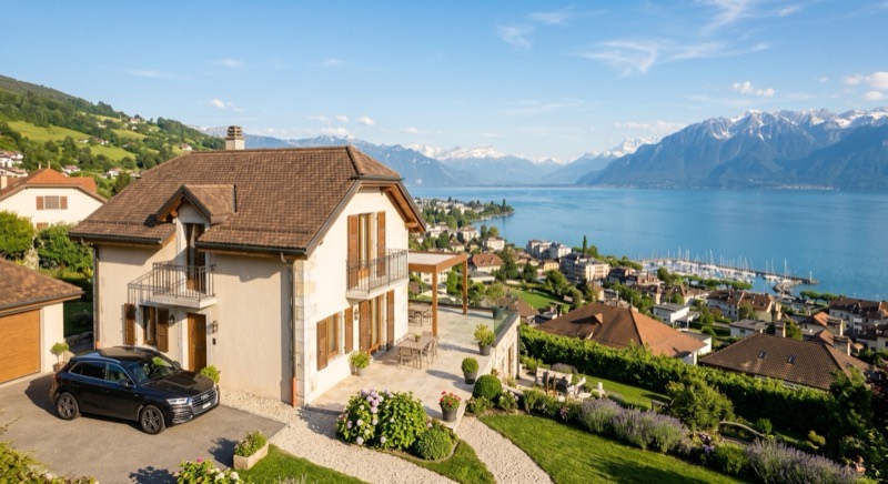 Vue du lac Léman depuis les hauteurs de Thonon-les-Bains